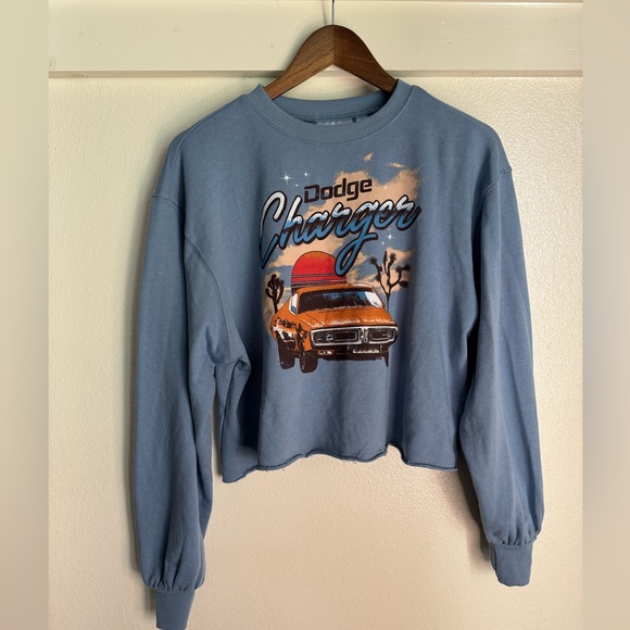 dodge Sweaters - Dodge M Blue Charger Cropped Boxy Sweater